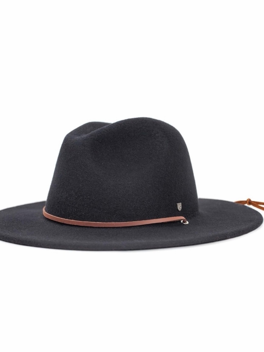 Brixton Black Felt Hat with Brown Chin Strap